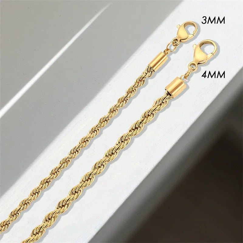 Gold-Plated Rope Chain Bracelet Women