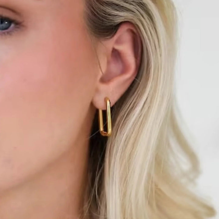 Gold-Plated U Hoop Earrings