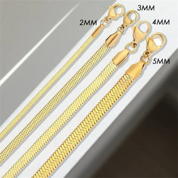 Gold-Plated Herringbone Chain Necklace for Women