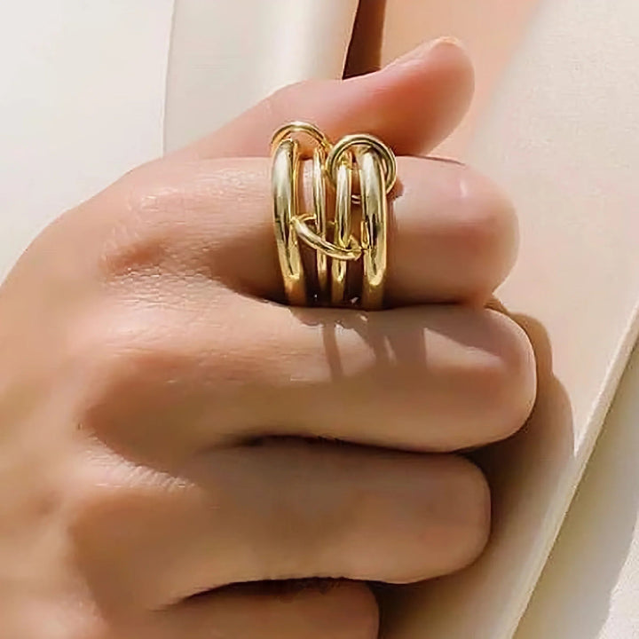 Gold-Plated Two-Tone Stacked Ring