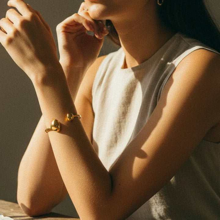 Gold-Plated Minimalist Open Cuff Bracelet