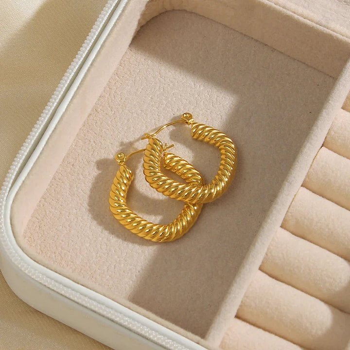 Gold-Plated Twisted Hoop Earrings for Women