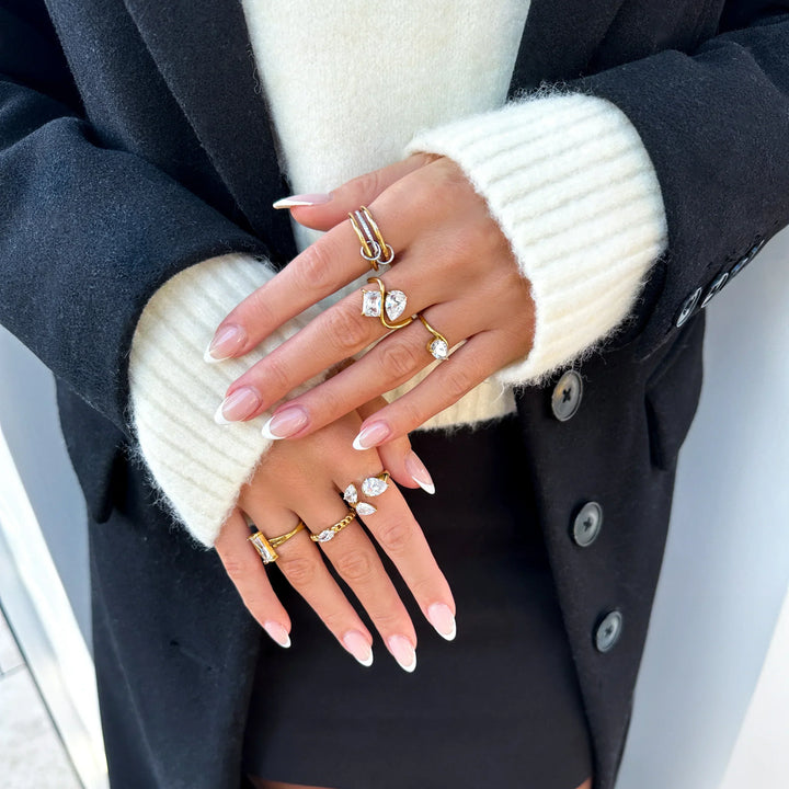 Gold-Plated CZ Stackable Ring for Women