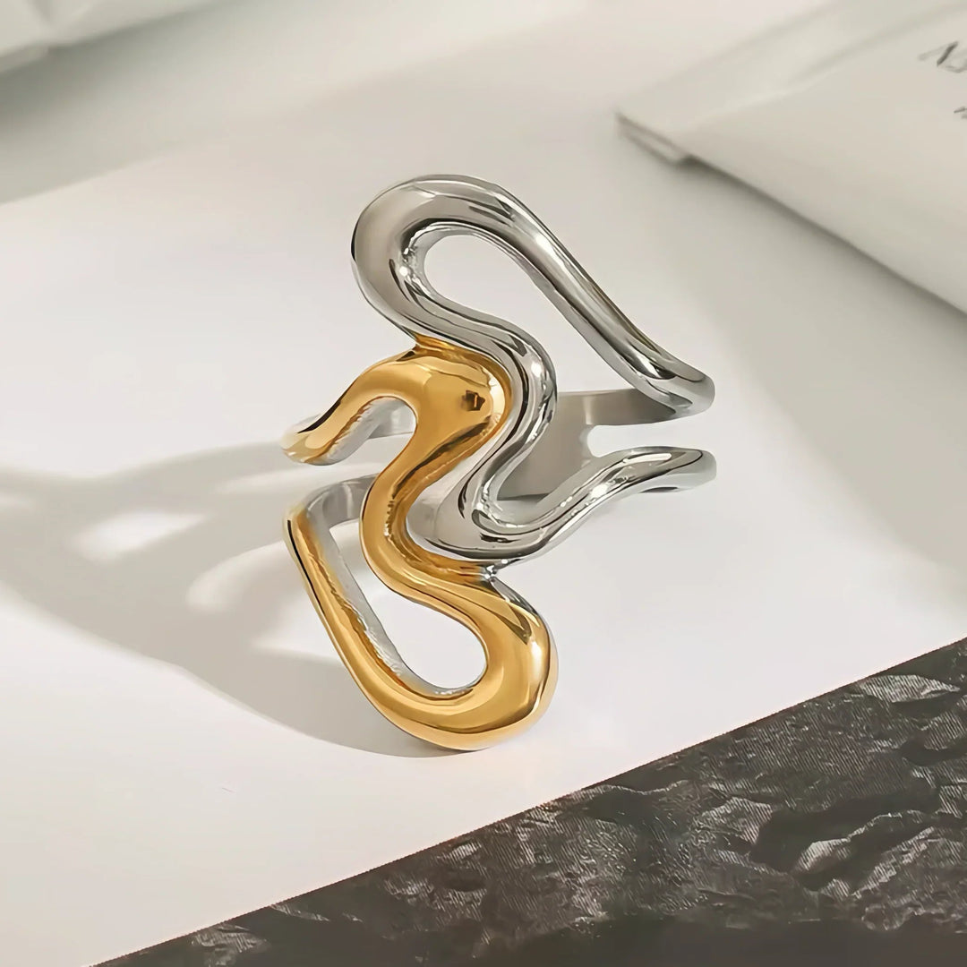 Gold-Plated Abstract Ring for Women