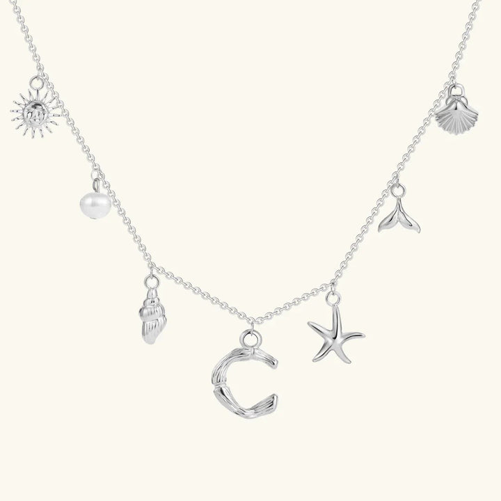 Gold Plated Faux Pearl Initial Charm Necklace for Women
