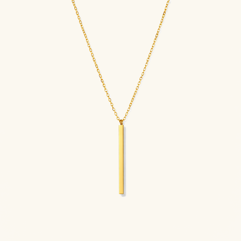 Gold-Plated Slim Bar Pendant Necklace