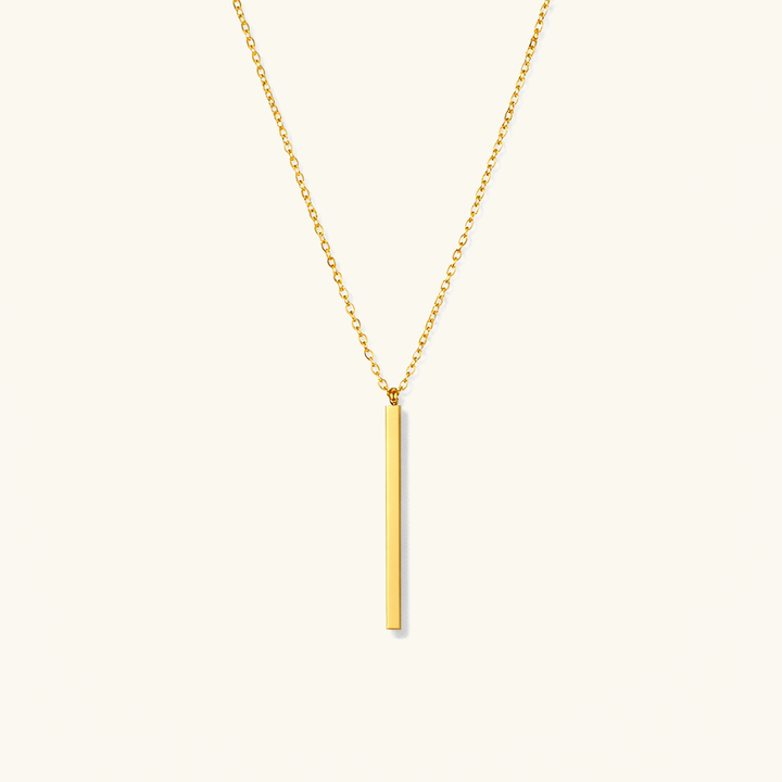 Gold-Plated Slim Bar Pendant Necklace