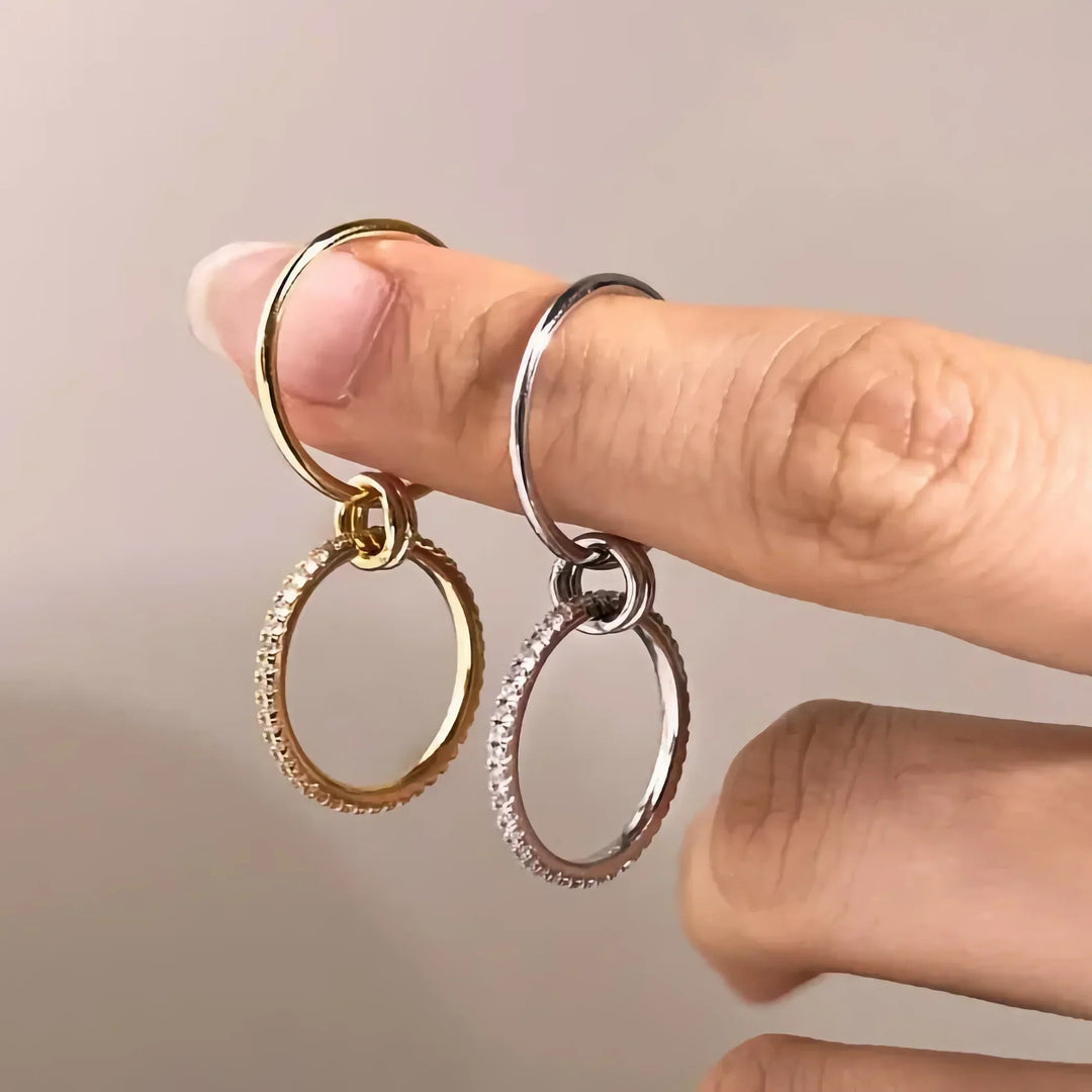 Gold-Plated Stacked CZ Ring with Silver-Tone Bands
