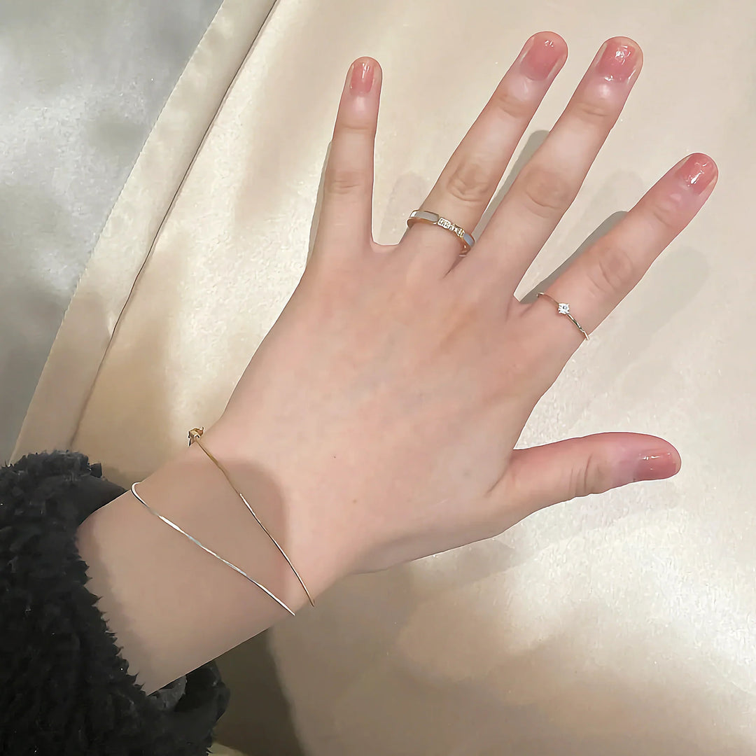 Gold-Plated Stainless Steel CZ Stackable Ring for Women