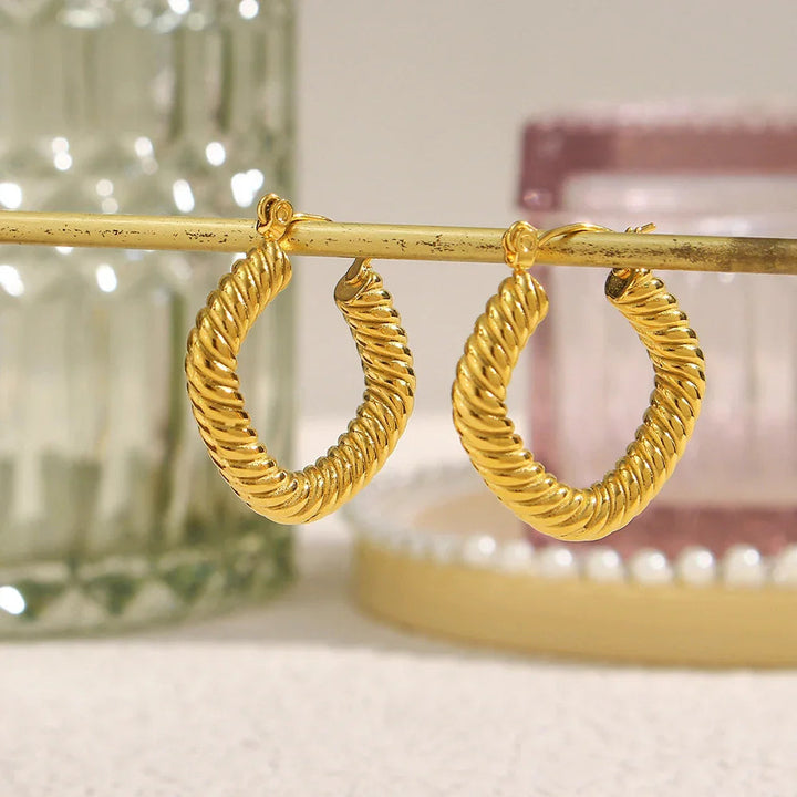 Gold-Plated Twisted Hoop Earrings for Women