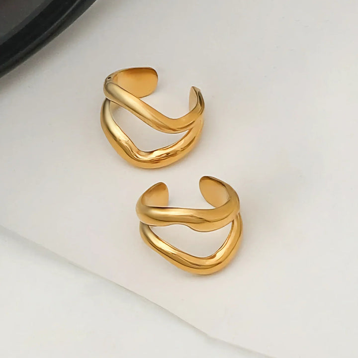 Gold Plated Stainless Steel Ear Cuff Earrings for Women