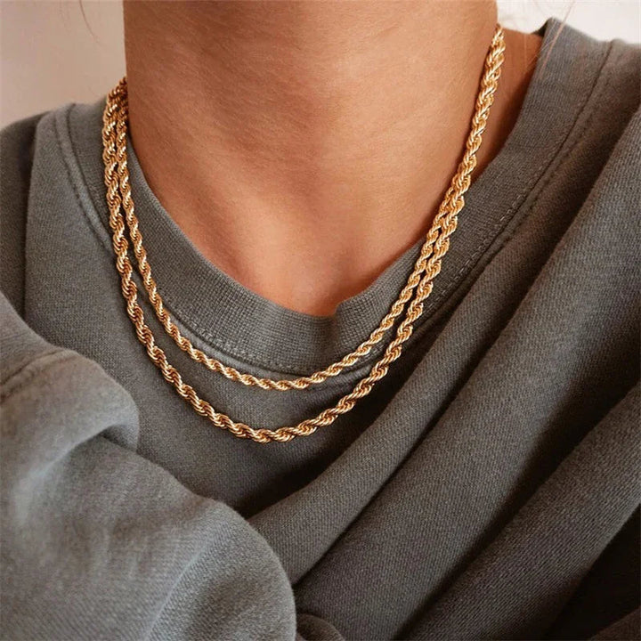 Gold-Plated Rope Chain Necklace for Women