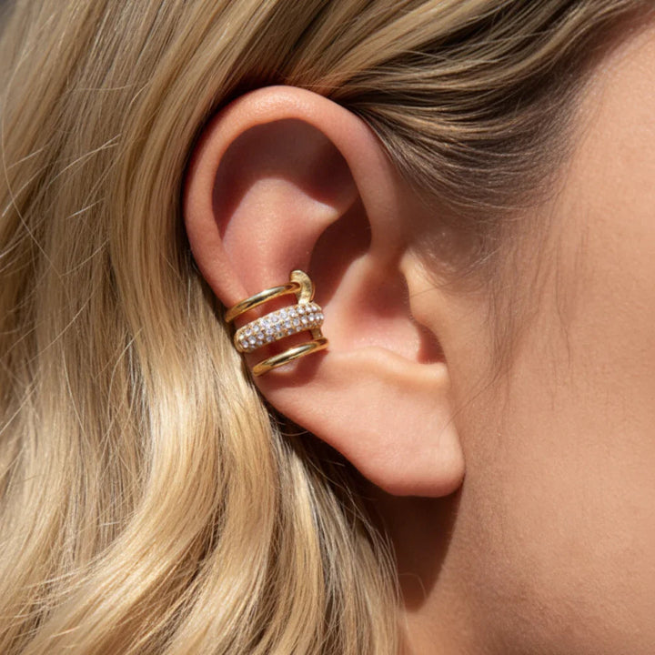 Gold Plated Diamond-Accented Earrings