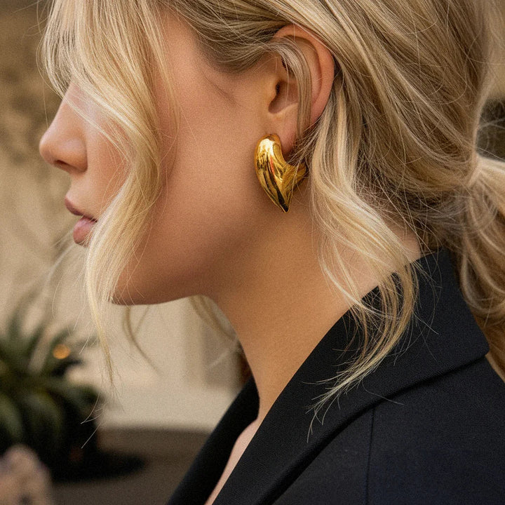 Gold Plated Chunky Heart Earrings
