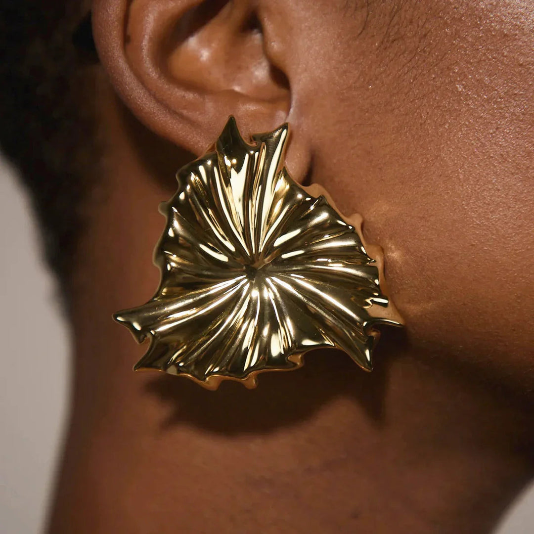 Gold-Plated Statement Petal Earrings for Women