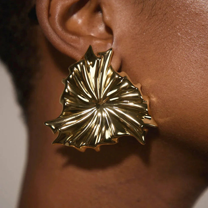Gold-Plated Statement Petal Earrings for Women