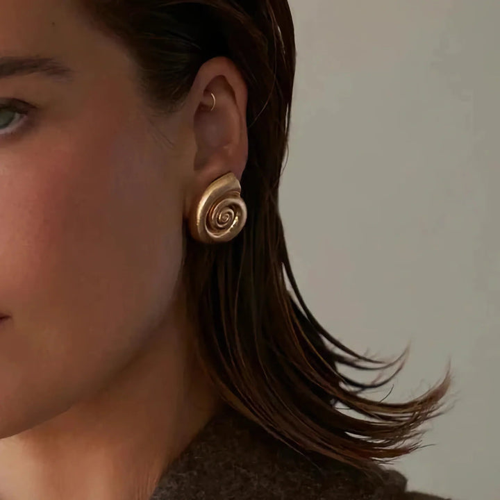 Gold-Plated Shell Stud Earrings for Women