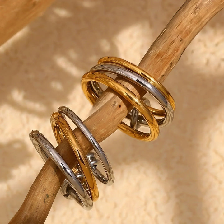 Gold-Plated Two-Tone Stackable Ring Set