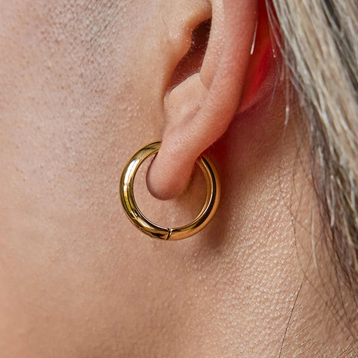 Gold Plated Stainless Steel Hoop Earrings 3 Piece Set for Women