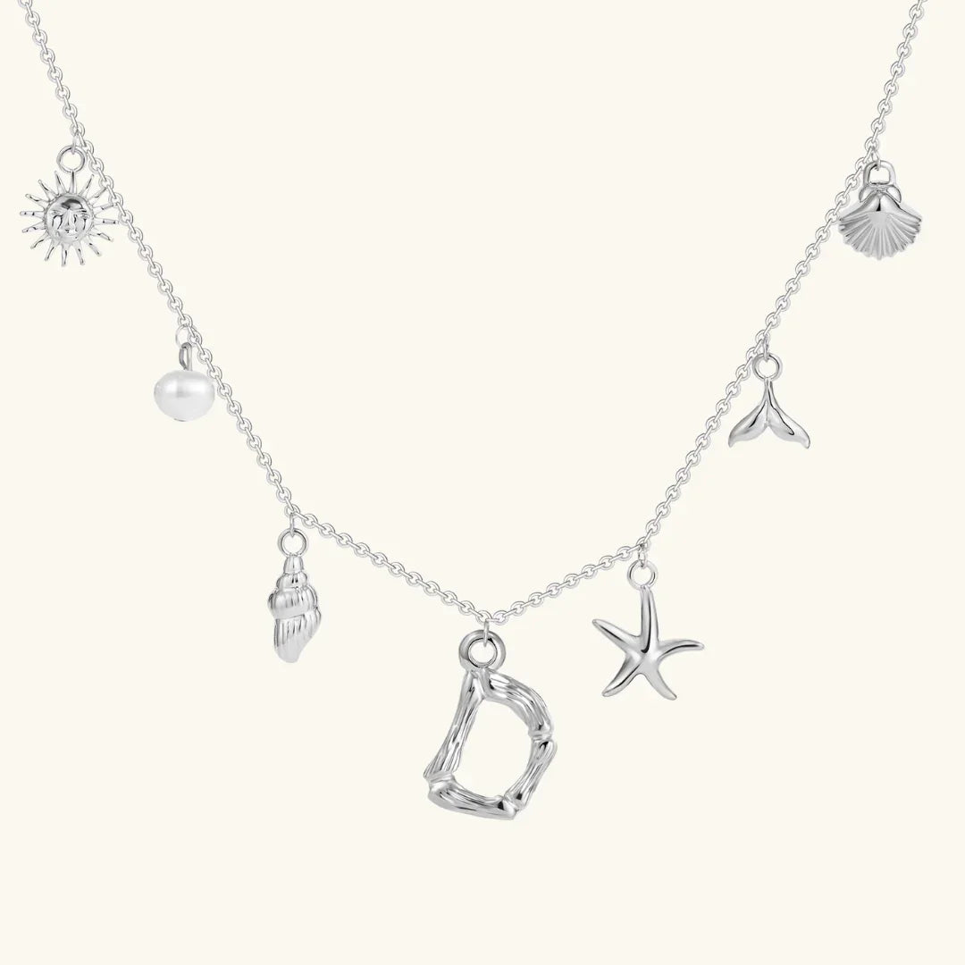 Gold Plated Faux Pearl Initial Charm Necklace for Women