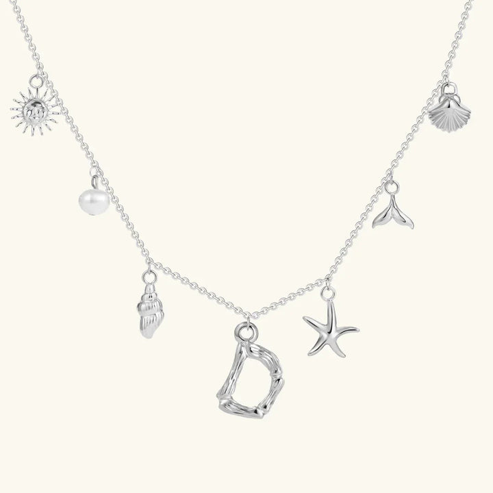 Gold Plated Faux Pearl Initial Charm Necklace for Women