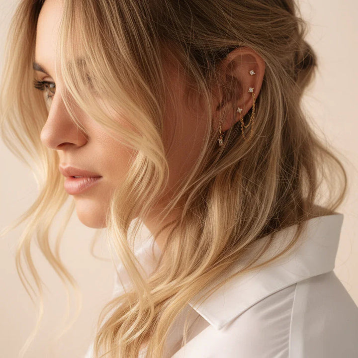 Gold Plated Diamond Earrings Bundle