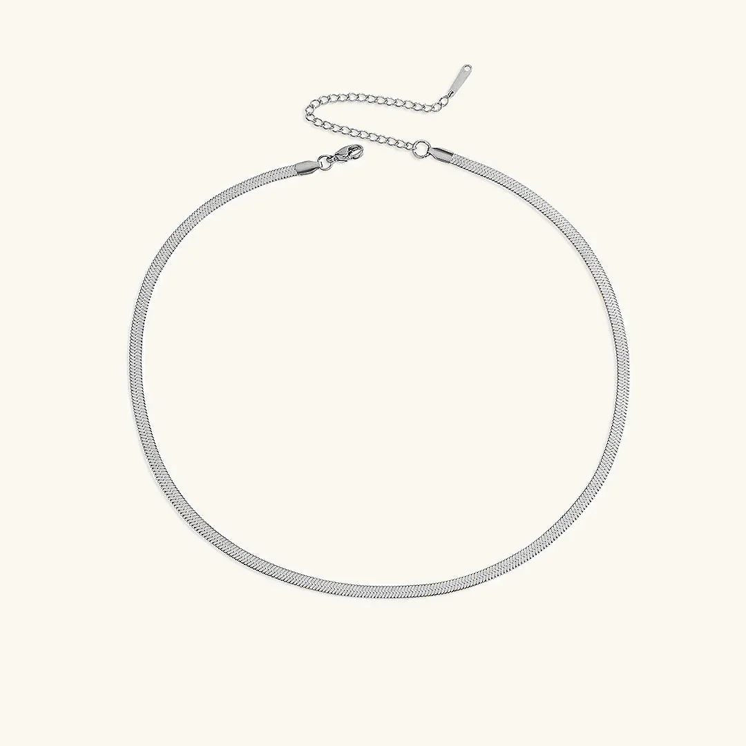 Gold-Plated Herringbone Chain Necklace for Women