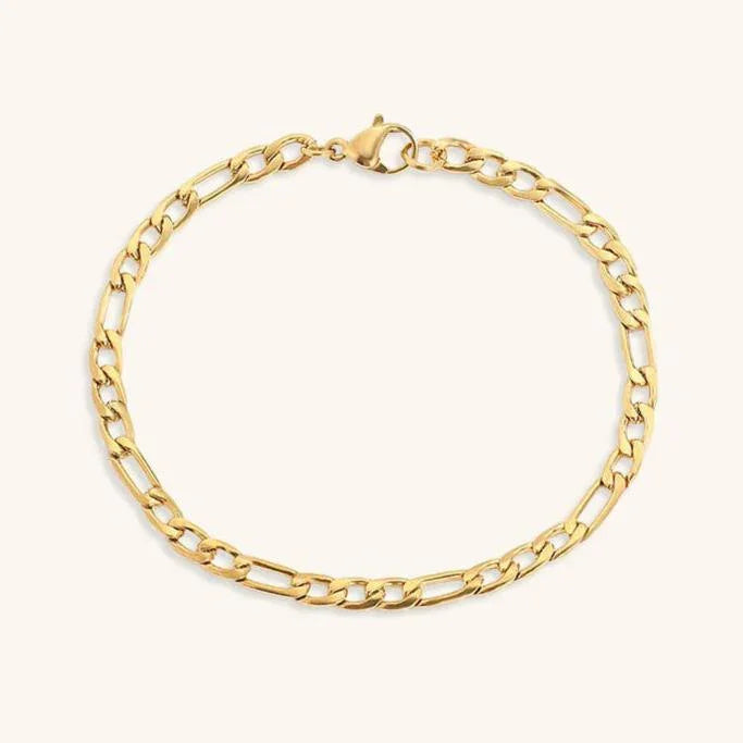 Gold-Plated Figaro Chain Bracelet for Women
