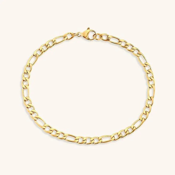 Gold-Plated Figaro Chain Bracelet for Women