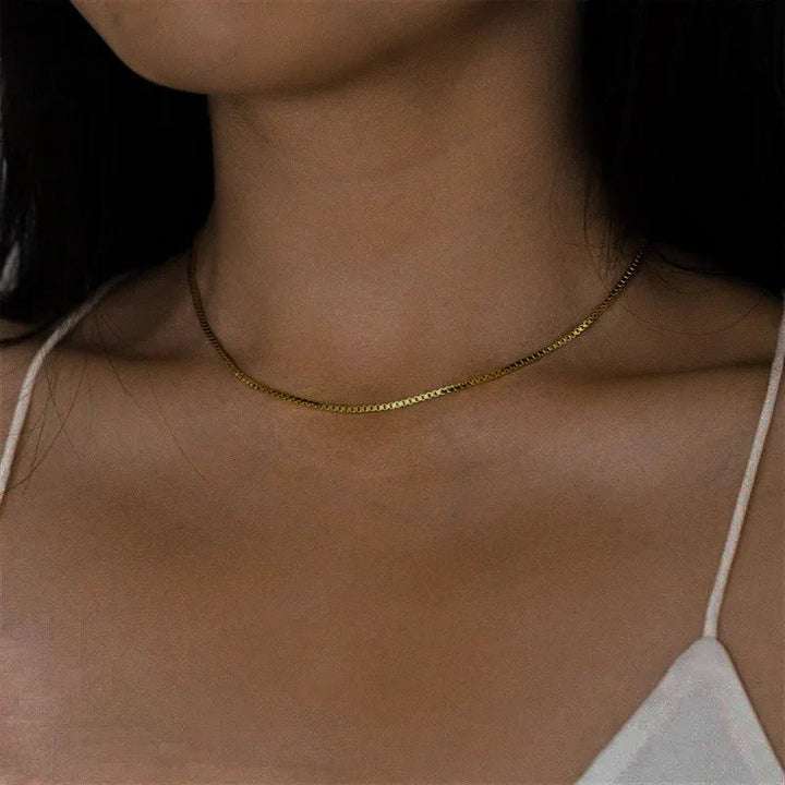 Gold-Tone Slim Box Chain Necklace