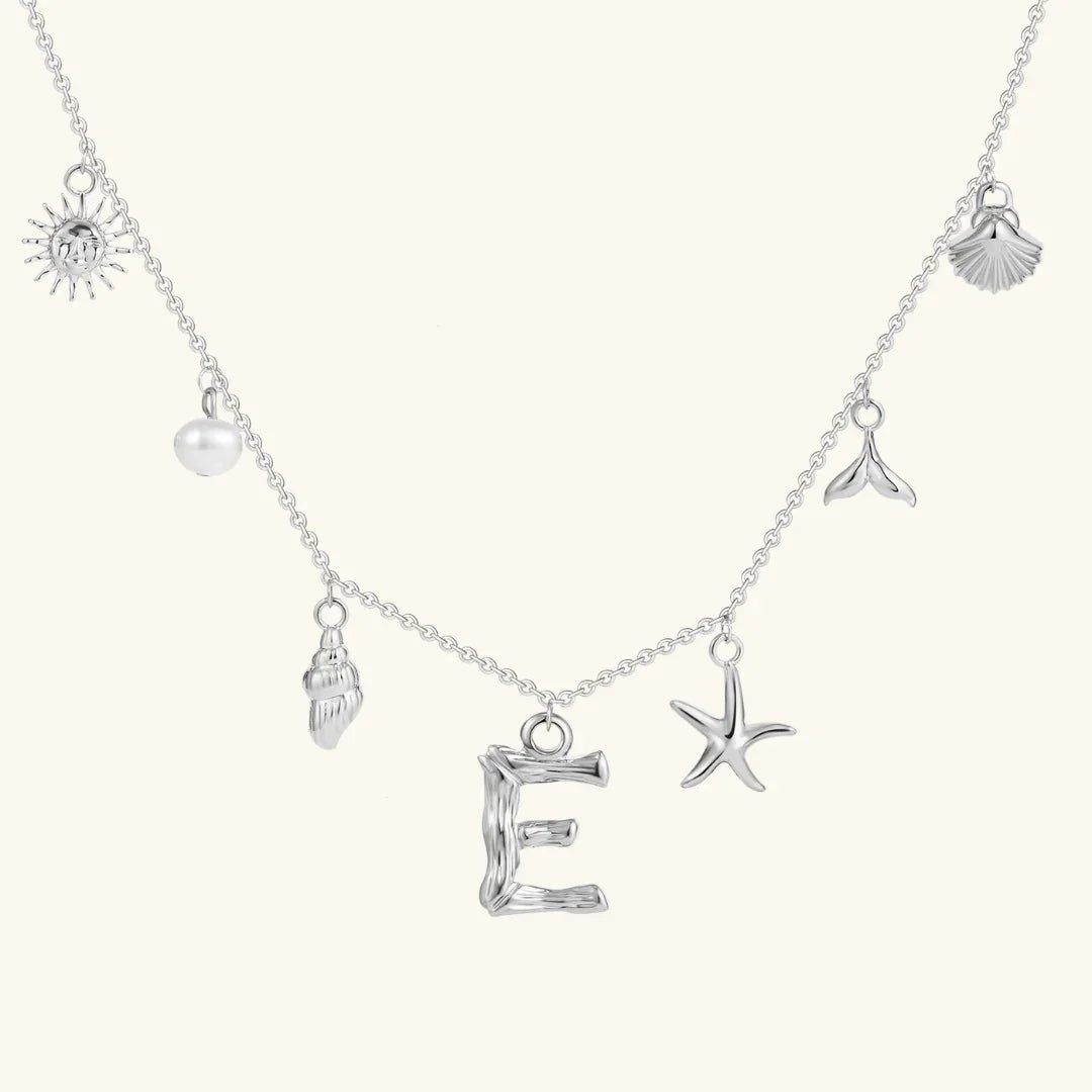 Gold Plated Faux Pearl Initial Charm Necklace for Women