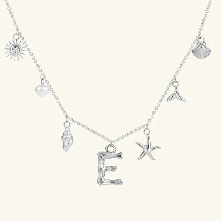 Gold Plated Faux Pearl Initial Charm Necklace for Women