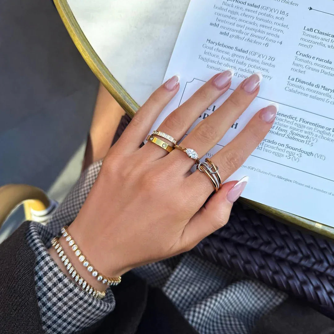 Gold-Plated CZ Stackable Ring for Women