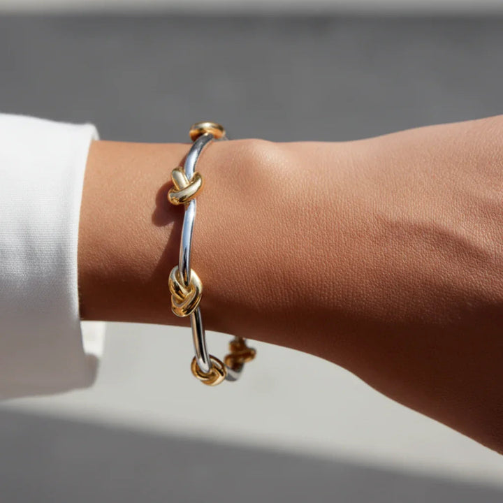 Gold Plated Two-Tone Knot Bangle
