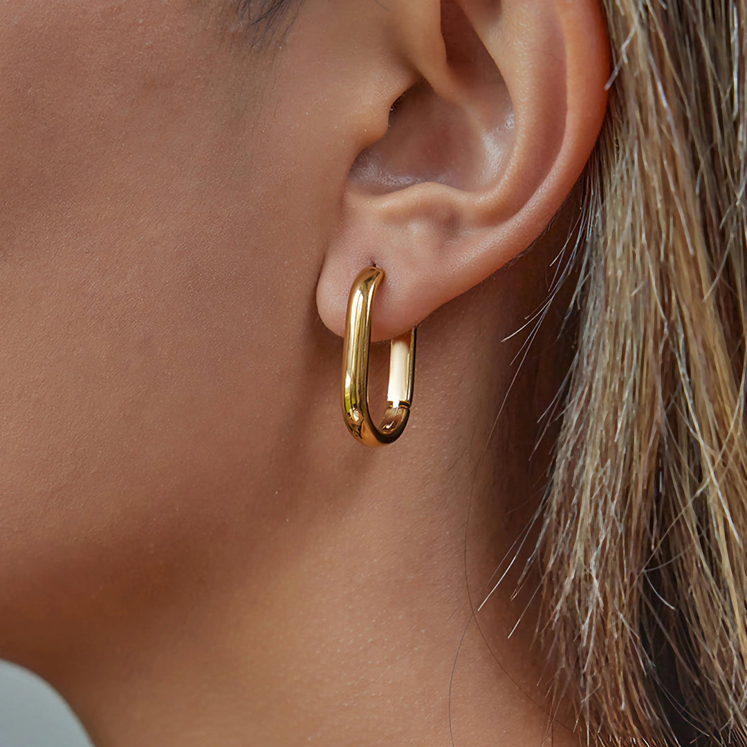 Gold Plated Stainless Steel Hoop Earrings 3 Piece Set for Women