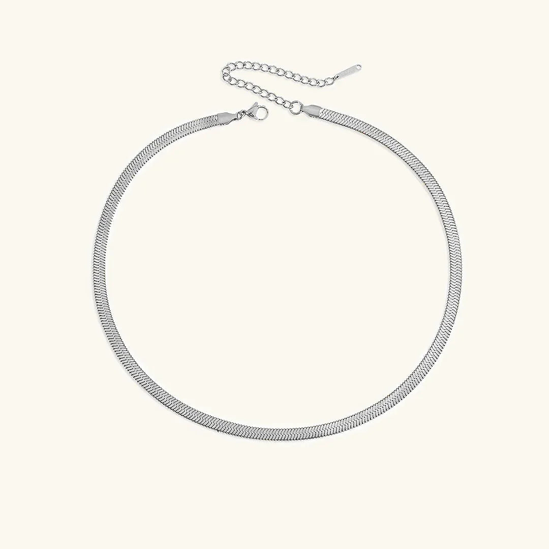Gold-Plated Herringbone Chain Necklace for Women