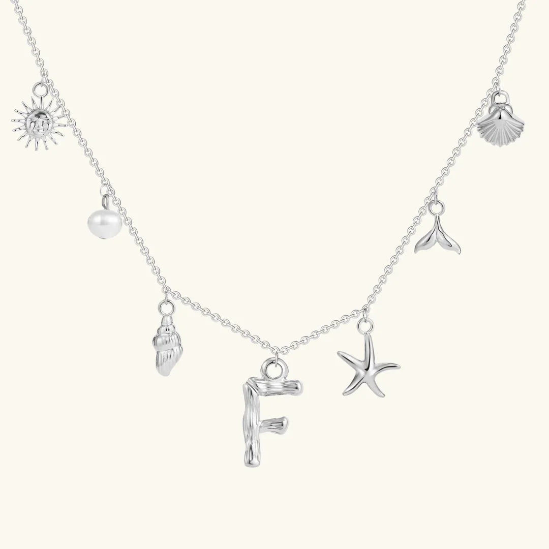 Gold Plated Faux Pearl Initial Charm Necklace for Women