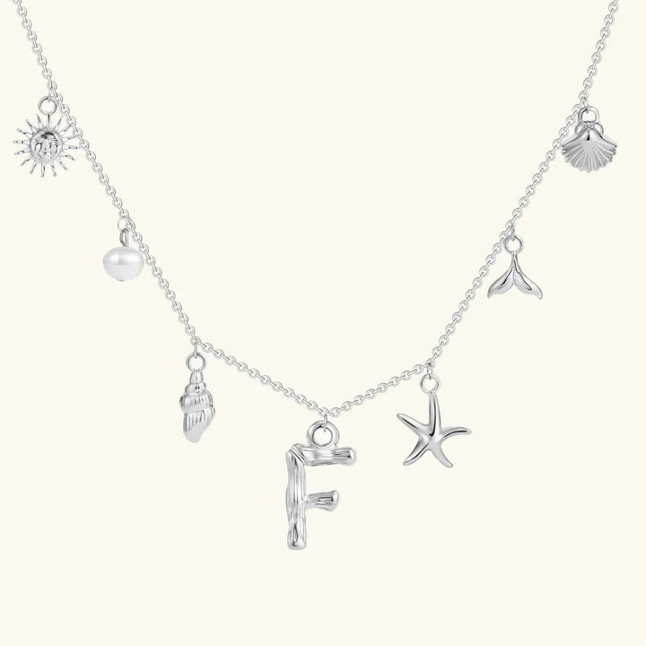 Gold Plated Faux Pearl Initial Charm Necklace for Women