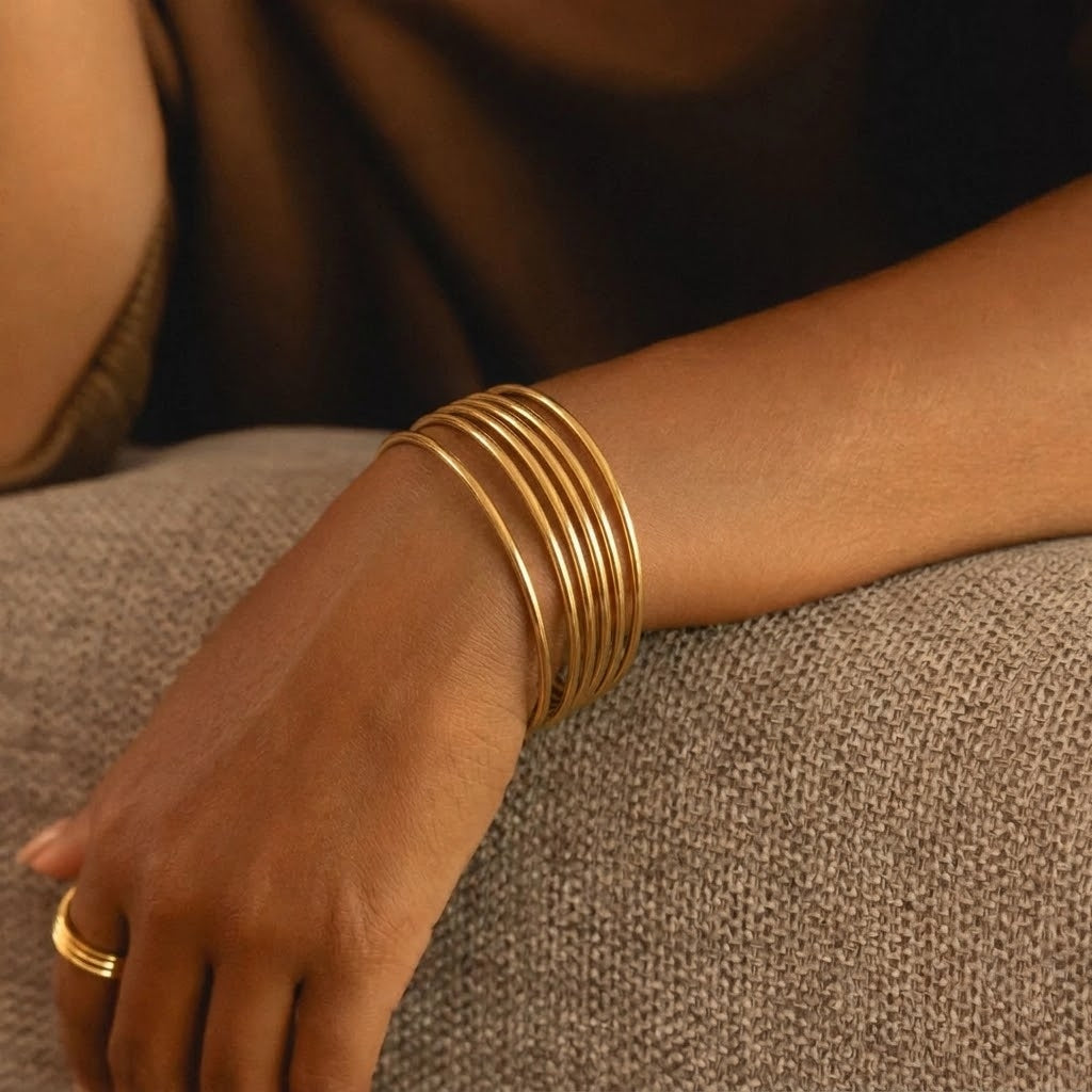 Gold-Plated Stackable Bangle Set for Women