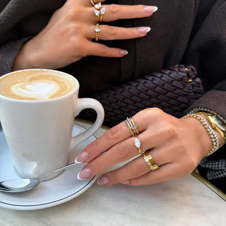 Gold-Plated CZ Stackable Ring for Women