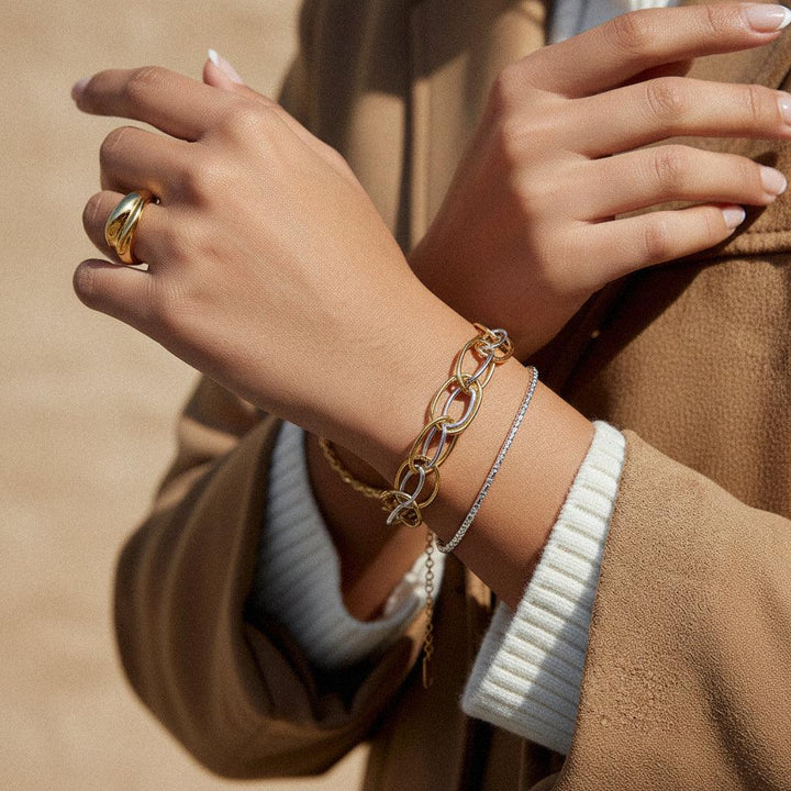 Gold Plated Two-Tone Multi Link Bracelet