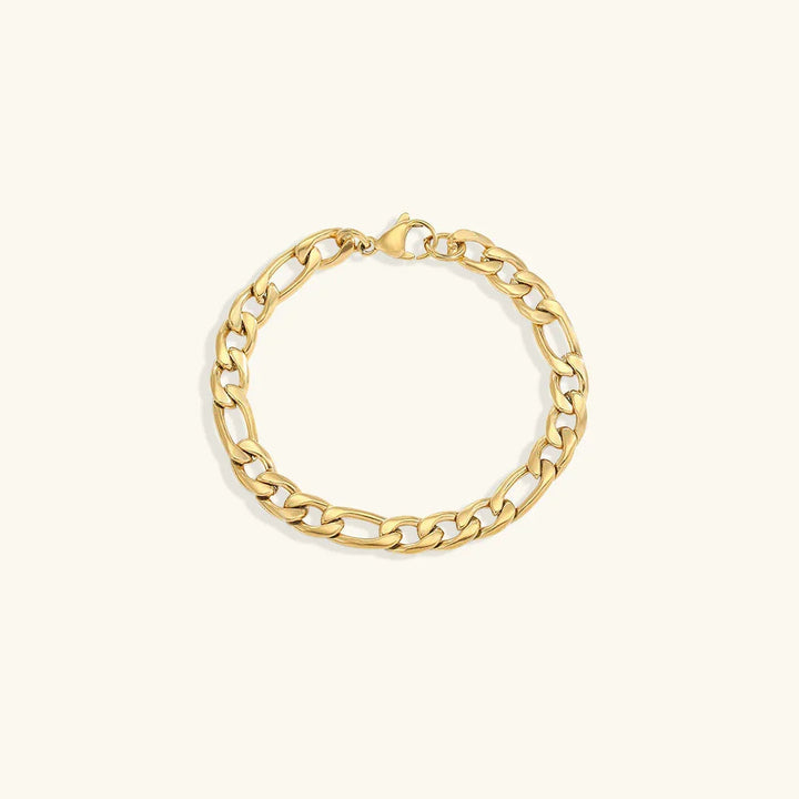 Gold-Plated Figaro Chain Bracelet for Women