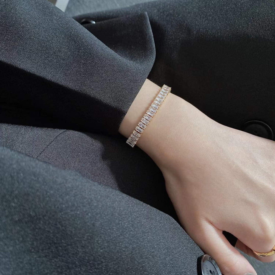 Gold-Plated Tennis Bracelet with AAAAA Diamond Simulants