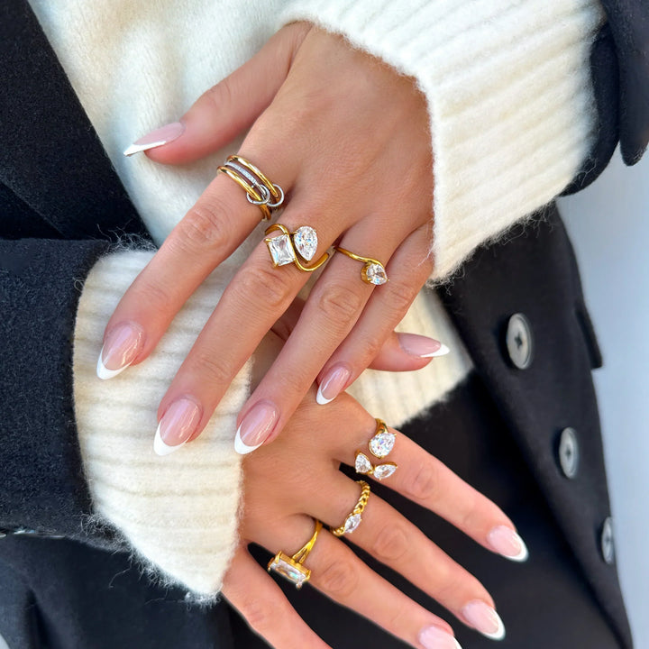 Gold-Plated CZ Stackable Ring for Women