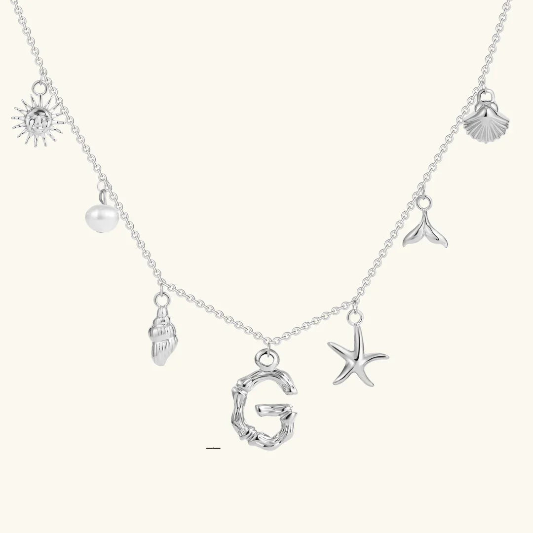 Gold Plated Faux Pearl Initial Charm Necklace for Women