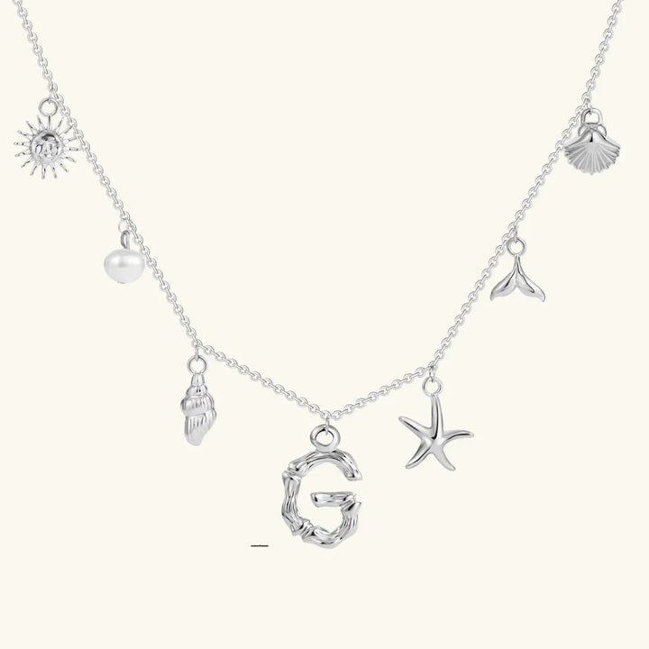Gold Plated Faux Pearl Initial Charm Necklace for Women