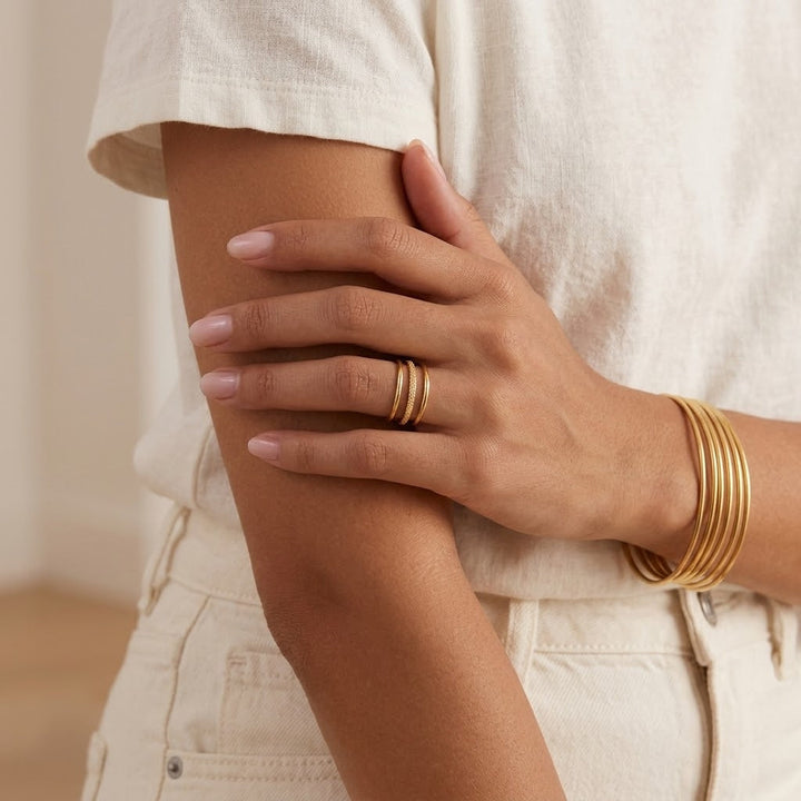 Gold-Plated Stackable Bangle Set for Women