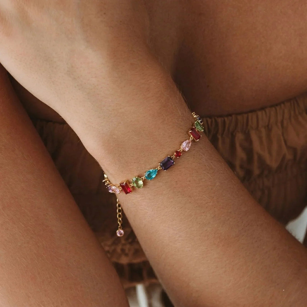 Statement 18k Gold-Plated Gemstone Bracelet