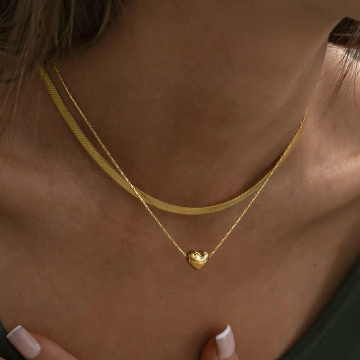Gold-Plated Heart Pendant Necklace