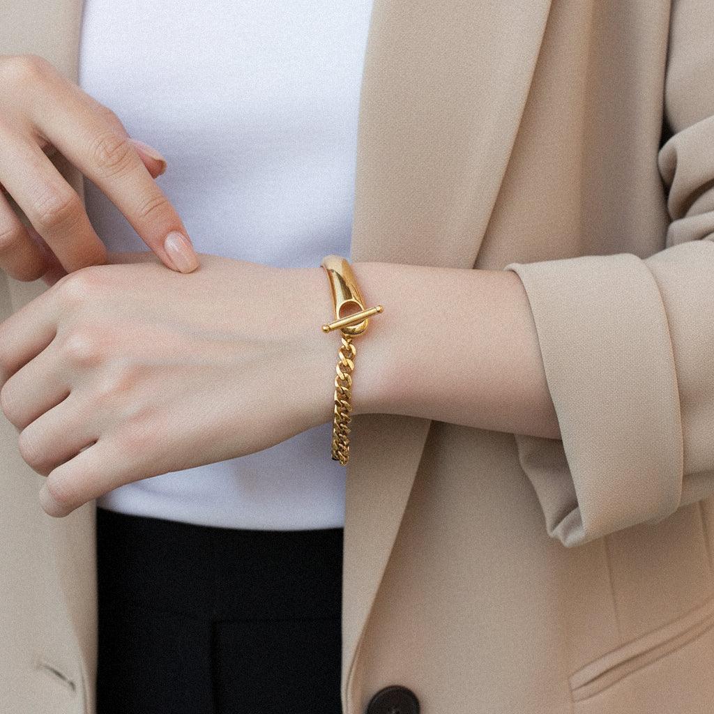 Gold-Plated Chained Bangle for Women